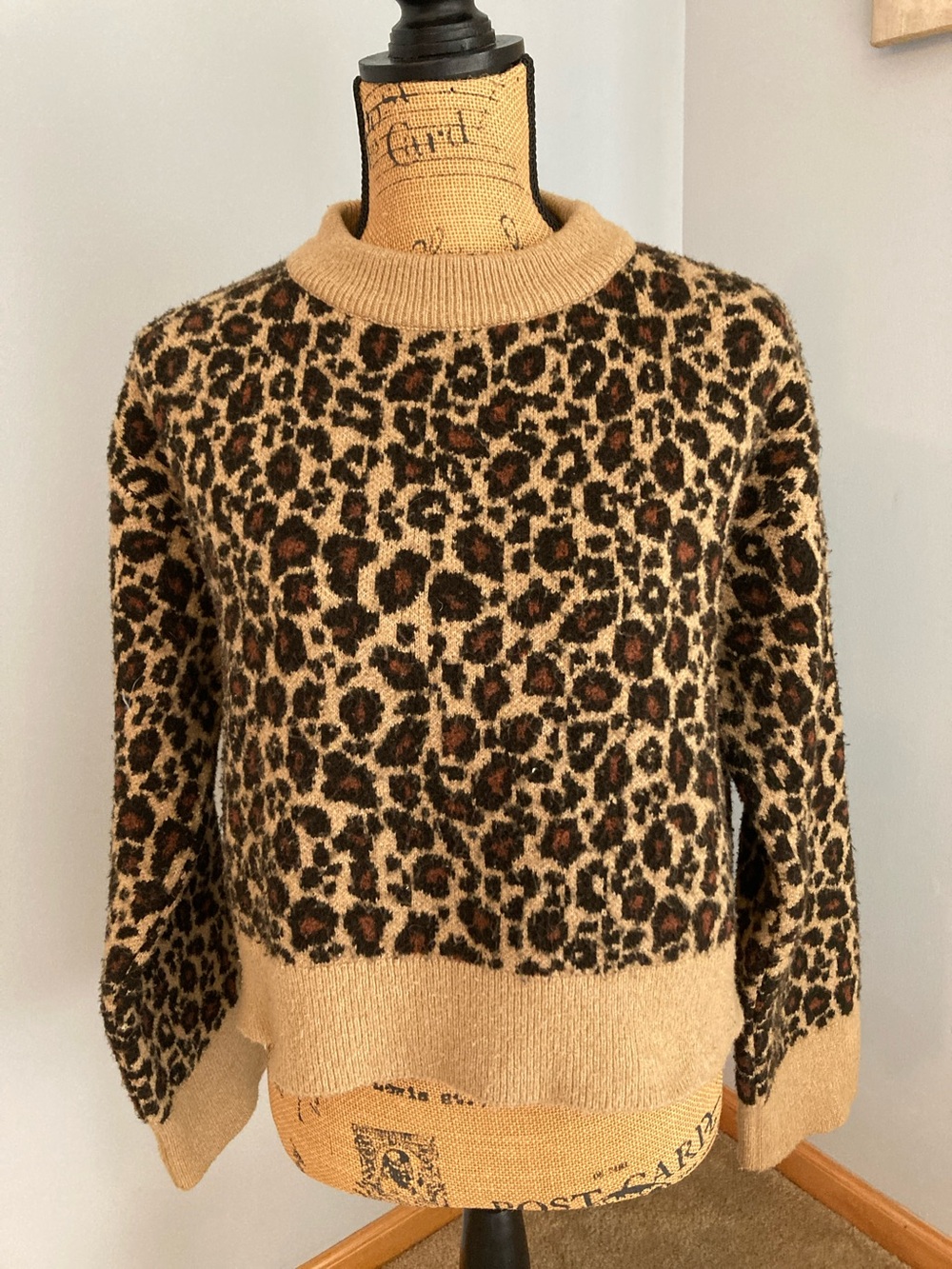 Zara Cheetah-Print Knit Sweater Women Size Small
